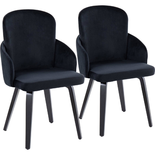 Dahlia Dining Chair in Black Wood, Gold & Black Velvet (Set of 2)